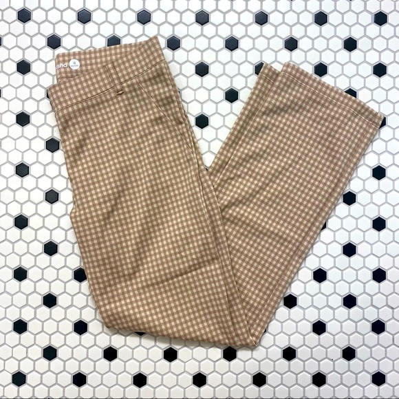 MOVING SALE 🚚 EUC Betabrand Straight Leg Dress Pant Yoga Pants - Taupe Gingham - Picture 2 of 4